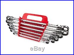 TEKTON WRN77164 Extra Long Flex-Head Ratcheting Box End Wrench Set with Store