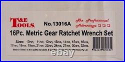 T&E Tools 16pc Metric Ratchet Wrench Set