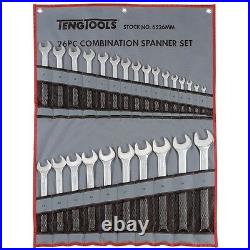 Teng 6526MM 26pc Metric 6-32mm Combination Wrench Spanner Set in a Tool Roll