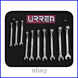 URREA Metric full-polished flex head wrench set 10 pieces