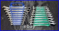 Used SK Tools Made in USA 9pc Metric & SAE Combo Wrench Sets 10mm-18mm 1/4-3/4