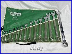 Vintage 14 Piece S-K Tools SAE Combination Wrench Set 1713 Roll Pouch. USA