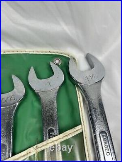 Vintage 14 Piece S-K Tools SAE Combination Wrench Set 1713 Roll Pouch. USA