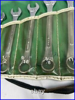 Vintage 14 Piece S-K Tools SAE Combination Wrench Set 1713 Roll Pouch. USA