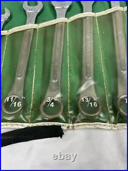 Vintage 14 Piece S-K Tools SAE Combination Wrench Set 1713 Roll Pouch. USA