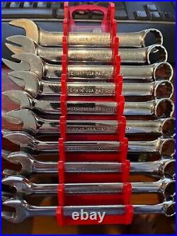 Vintage Snap-on Tools 10pc 10-19mm Metric 12pt Short Combination Wrench Set USA