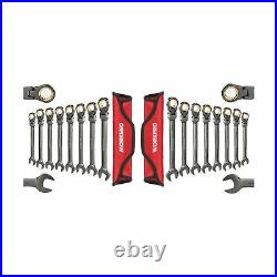 WORKPRO 16-piece SAE/Metric Ratcheting Combination Wrench Set, Flex Head Comb