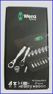 Wera Tool Socket Wrench 2 Mini Zyklop Ratchet Screwdriver Bit Matric Set 27 Pc