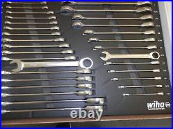 Wiha SAE and Metric Ratcheting Wrench Tray Set 31 Pieces